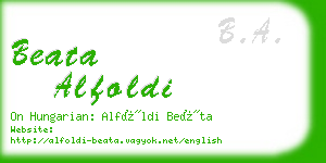 beata alfoldi business card